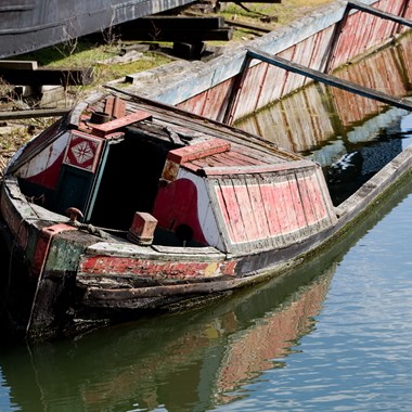 Submerged narrowboat